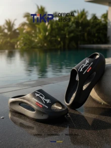 TIKP Herren EVA Dicker Sohle Weicher Boden Bequeme Offene Zehe Hausschuhe, Outdoor Lässig Mode Sandalen, Strand Flip Flops - Schwarze Realität - Übersicht 3