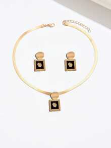 2pcs/Set New Creative Geometric Diamond Drip Oil Lion Head Casual Personalized European And American Style Outfit