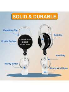 带可伸缩卷轴的证件夹，印有有趣的ID姓名标签 - 工作证件夹，重型竖式卡片保护套，适用于办公室护士、医学生、教师、男女，适合在工作场所、教育机构和医疗机构日常使用，为服装增添迷人的专业气息，是展示身份证件的完美之选。 - 彩色 - 查看 6