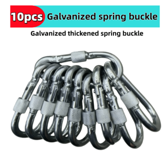 10pcs Galvanized Outdoor Keychain With Screw Carabiner - Perfect For Outdoor Camping, Hiking And Fishing, Keychain Clip