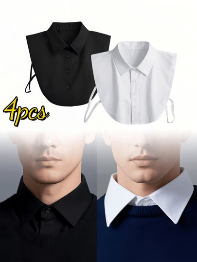 5pcs/4pcs/2pcs/1pc Plain Color Versatile Bachelor Degree Graduation Gift Set, With Detachable Collar & Shirt, Suitable For Formal Occasions And Business Wear, Bright Blue & White High Collar, Can Be Paired With Sweaters And Suits For Daily Wear.