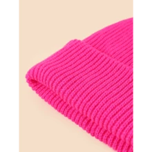 1 Piece Of Knitted Beanie, Woolen Beanie Hat For Autumn And Winter, Melon Skin Hat, Outdoor Couple Hat - 黑色 - 查看 9