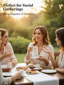 1 Set Gold Color Ceramic Cup & Saucer Set, 6pcs Cups 6pcs Saucers, Coffee Cup Set, Suitable For Cafes, Homes, Ramadan, Holidays, Birthday Gifts - Multicolor - View 4