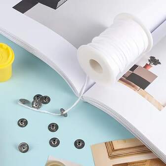 1-Set 200 Foot Woven Candle Wick Roll, 24 Strands, Smoke-Free And Longer Burning Time, With 100 Metal Support Plates, DIY Candle Making Kit., Candle Kits For Candle Making, Slow Burn Smokeless Pre Waxed Candle Wick For Soy Candles, Pre Waxed Candle Wicks With Clips, Candle String For Mold, Wick For Candles