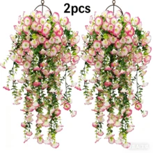 2件装人造白色花藤悬挂装饰，适用于庭院、室内/室外，可用于婚礼、母亲节、父亲节、毕业典礼和夏季装饰，户外仿真花，婚礼装饰，人造植物，季节性装饰，农舍风格，防水装饰，活动策划
