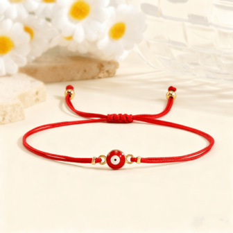 1PC Bohemian Copper Bead Bracelet, Devil's Eye Bracelet, Gold Bead Bracelet, Adjustable Red Bracelet, Red Braided Bracelet, Stackable Bracelet, Friend Gift, Best Friend Bracelet, Birthday Gift, Family Gift, Valentine's Day Gift, Christmas Gift, Anniversary Gift