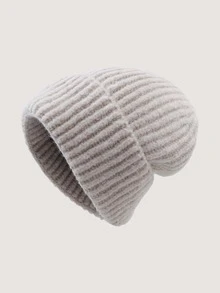 1 件双面针织帽，简约纯色宽松版型，男女皆宜的保暖护耳帽，秋冬款 - 1pcs - 查看 35