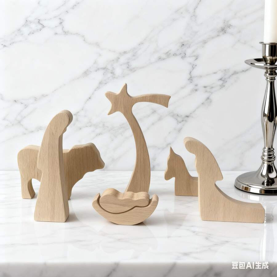 Artisan Minimalist Nativity Set - Handcrafted Wooden Figures For Modern Christmas Displays, Halloween Arrangements & Year-Round Spiritual Accents,Christmas Decoration Room Decoration Christmas