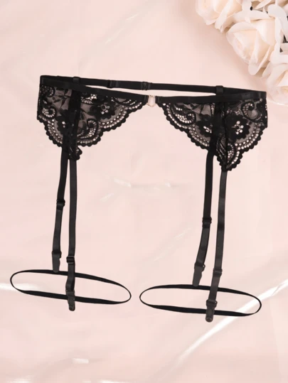 4-Strap Garter Belt, With Leg Rings, Easy-Hook Design, Sexy Mesh Garter Belt, Plus Size Garter Belt Lingerie (Stockings Not Included), Soft & Comfortable, Thigh High Stockings Accessory, Gift For Wife On Valentine's Day