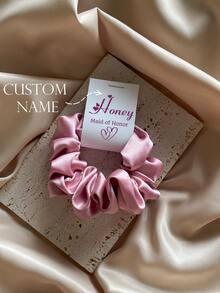 1/2/3pcs Customized Name Silk Hair Scrunchies, Personalized Hair Scrunchies, Bride Customized Hair Scrunchies, Bridesmaid Customized Hair Scrunchies, Personalized Hair Ties, Bridesmaid Gift Customized Hair Ties - Silk Scrunchies - View 2