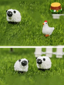 5pcs/Set, 12/24pcs/Set Mini Chick, Lamb Figurines, Cute Decor For Garden, ABS Micro Landscape Ornaments, Home Decor, Garden Decoration - Multicolor - View 3