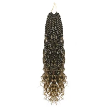 1/7 paquetes de trenzas de diosa de 10-24 pulgadas con extremos rizados, trenzas de crochet sintéticas de 3X - Multicolor - Ver 20