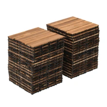 Wood Flooring Interlocking Deck Tiles For Patio Decor 12"X12" 36 Pack Garden Floor Boards Set, Indoor & Outdoor Decor - Balcony Garden Floor Tiles - 棕色 - 查看 2