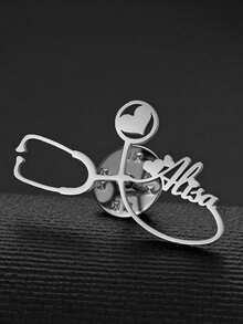 Custom Heart Stethoscope Name Brooch - Personalized Stainless Steel Lapel Pin Brooch For Men Women, Perfect For Business, Weddings, Bridesmaids, Birthdays, Teacher Appreciation & Graduation Gifts Fashion Jewelry For ,Brooches For Doctors And Nurses, Thanksgiving And Christmas Gifts. - Multicolor - View 11