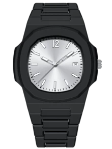 TOMI 礼盒套装，优雅简约商务男士腕表，哑光油塑表带条纹表盘石英表，时尚男士腕表套装，适合日常生活、节日送礼、父亲节、圣诞节等场合。 - 黑色 - 查看 10