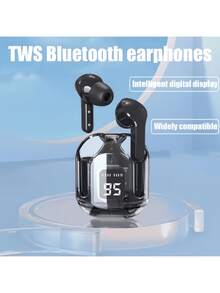 T2 Tws Wireless Transparent Headphones Bluetooth Headset ENC Power Digital Display Stereo Sound Earphones For All Smartphones - Multicolor - View 4