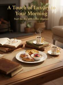 1 Set Gold Color Ceramic Cup & Saucer Set, 6pcs Cups 6pcs Saucers, Coffee Cup Set, Suitable For Cafes, Homes, Ramadan, Holidays, Birthday Gifts - Multicolor - View 6