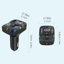 Transmisor FM para coche, reproductor MP3, cargador adaptador para encendedor de cigarrillos, carga rápida dual USB, adaptador de audio para coche, pantalla LCD con puertos TF/AUX, diseño plug-and-play. - Negro - Ver 2