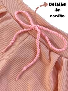 Kit com 3 Conjuntos Femininos Canelados – Blusa com Babadinhos + Short Cós Traseiro - Multicolorido - Visão 3