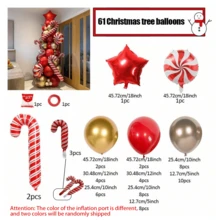 Bộ bóng bay cây thông Noel, bao gồm kẹo que lớn và nhỏ, bóng bay kẹo lá kim loại, bóng bay cao su vàng và đỏ, thích hợp để trang trí Giáng sinh, năm mới, trang trí tiệc ngày lễ, trang trí phòng, trang trí nhà cửa, đồ dùng cho tiệc Giáng sinh - Nhiều màu - Xem 8