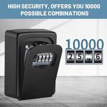 Waterproof Combination Lockbox Wall Mount 4 Digits, Resettable Key Hider Large Key Box With Resettable Combination | Heavy-Duty Outdoor Key Lockbox | Weatherproof Portable Security Box For Home, Office, Airbnb, Or Real Estate Use,Black - Black - View 9
