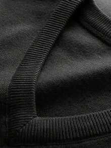 Men's Basic Solid Color V-Neck Sleeveless Sweater Vest, Warm Layering Or Outerwear, Autumn/Winter