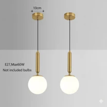 1/2pcs Nordic Luxury Gold Ball Pendant Light, E27 Socket, Single Head Bedside, Dining Room, Bar, Foyer, Living Room, Minimalist Modern Creative Personalized Influencer Bedroom Lighting Fixture (Bulb Not Included) - Gold - View 11