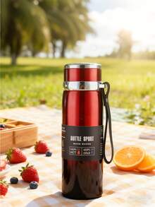 Botella de agua de boca ancha con aislamiento al vacío de acero inoxidable de estilo minimalista, diseño de unicolor antideslizante, muy práctica. Diseño de boca ancha para un llenado y limpieza fáciles, material de acero inoxidable y confiable, gran capacidad que satisface las necesidades diarias de bebida y compartir. Adecuada para conducción a larga distancia, oficina diaria, bebida al aire libre, ir a la escuela, picnics, campamentos y escenarios de uso familiar. - Multicolor - Ver 3