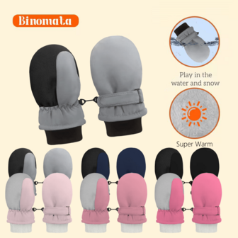 Binomata 1 Pair Toddler Boys & Girls Cartoon Design Waterproof Warm Winter Gloves, Size S For 6-18 Months, Size M For 1-3 Years, Outdoor Snow Play Ski Mittens