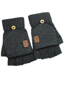 Winter Knitted Thermal Half-Finger Gloves With Flip-Up Convertible Mittens Unisex Snap Fastening Gloves Winter Thermal Touchscreen-Compatible Half-Finger Gloves Suitable For Cycling Hiking And Winter Outdoor Activities Women's Fingerless Gloves Fitness Gloves Fitness Accessories Cycling Accessories - Multicolor - View 16
