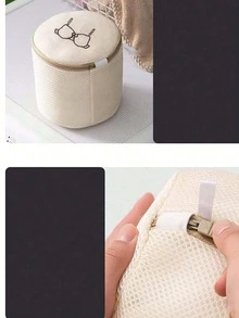 1pc Beige Lingerie Laundry Bags, Bra Laundry Bags With Zips, Honeycomb Mesh Material, Effective Filter Impurities, Supporting Frame Effectively Prevents Deformation During Laundry, Suitable For Cleaning Bras, Underwear, Light Scarfs, Stockings - Nhiều màu - Xem 3