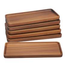 6-Pack 12" Natural Acacia Wood Rectangular Charcuterie Board Set, Modern Wooden Serving Trays For Cheese, Desserts & Appetizers - 棕色 - 查看 8