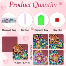 4片/12片/8片装钻石画书签DIY工艺品，适合成人，钻石画套装，送给爱书人士的绝佳礼物，钻石画配件，不对称钻石贴纸，花卉图案，心形，曼陀罗花 - 彩色 - 查看 14