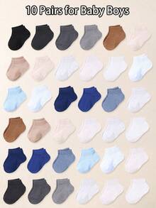 10 Pairs Soft Solid Color Baby Ankle Socks, Boys Toddler Socks In Classic Colors, Comfortable Breathable Non-Binding Everyday Socks, 0-36 Months For Daily Wear Spring Summer All Seasons, Baby Socks, Boys Socks, Toddler Socks, Ankle Socks, Solid Socks, Baby Shower Gift Christmas Gift Newborn Essentials - Multicolor - View 6