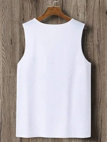 Áo tank top nam FRACTYR kiểu dáng thể thao năng động, màu trơn, vai hẹp | Áo thun không tay đa năng thời trang hàng ngày - trắng - Xem 4