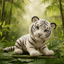 1 Pcs Set Cute Cartoon Tiger Knitting Kit For Adult Beginners (4 Colors Available) Cute Animal Tiger Hand-Knitting Kit Includes Crochet Supplies And Step-By-Step Video Tutorial DIY Handcrafted Knitting Kit Valentine's Day/Halloween/Christmas/Mother's Day/Thanksgiving Gift Ideal Present For Home Decor Dual-Purpose Holiday Gifting, Home Decor. - 白老虎 - 查看 7