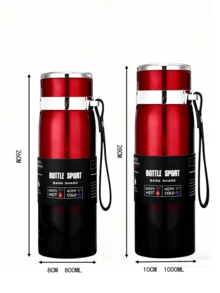 Botella de agua de boca ancha con aislamiento al vacío de acero inoxidable de estilo minimalista, diseño de unicolor antideslizante, muy práctica. Diseño de boca ancha para un llenado y limpieza fáciles, material de acero inoxidable y confiable, gran capacidad que satisface las necesidades diarias de bebida y compartir. Adecuada para conducción a larga distancia, oficina diaria, bebida al aire libre, ir a la escuela, picnics, campamentos y escenarios de uso familiar. - Multicolor - Ver 9