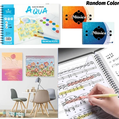 Juego de cuaderno de bocetos, libro de música y notas adhesivas, regalo de Navidad, incluye 1 libro de música + 1 cuaderno de bocetos + notas adhesivas, diseño minimalista, fácil de transportar, adecuado para arte, grabación, adecuado como regalo de Navidad.