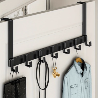 Door-Hanging Hook Bathroom Storage Rack Bathroom Door-Hanging Towel Rack Door-Hanging Hook Rack Coat & Towel Hook Hang Towels,Clothes, Bathrobes, Keys, Bags Suitable For Bathroom, Bedroom, And Kitchen Doors
