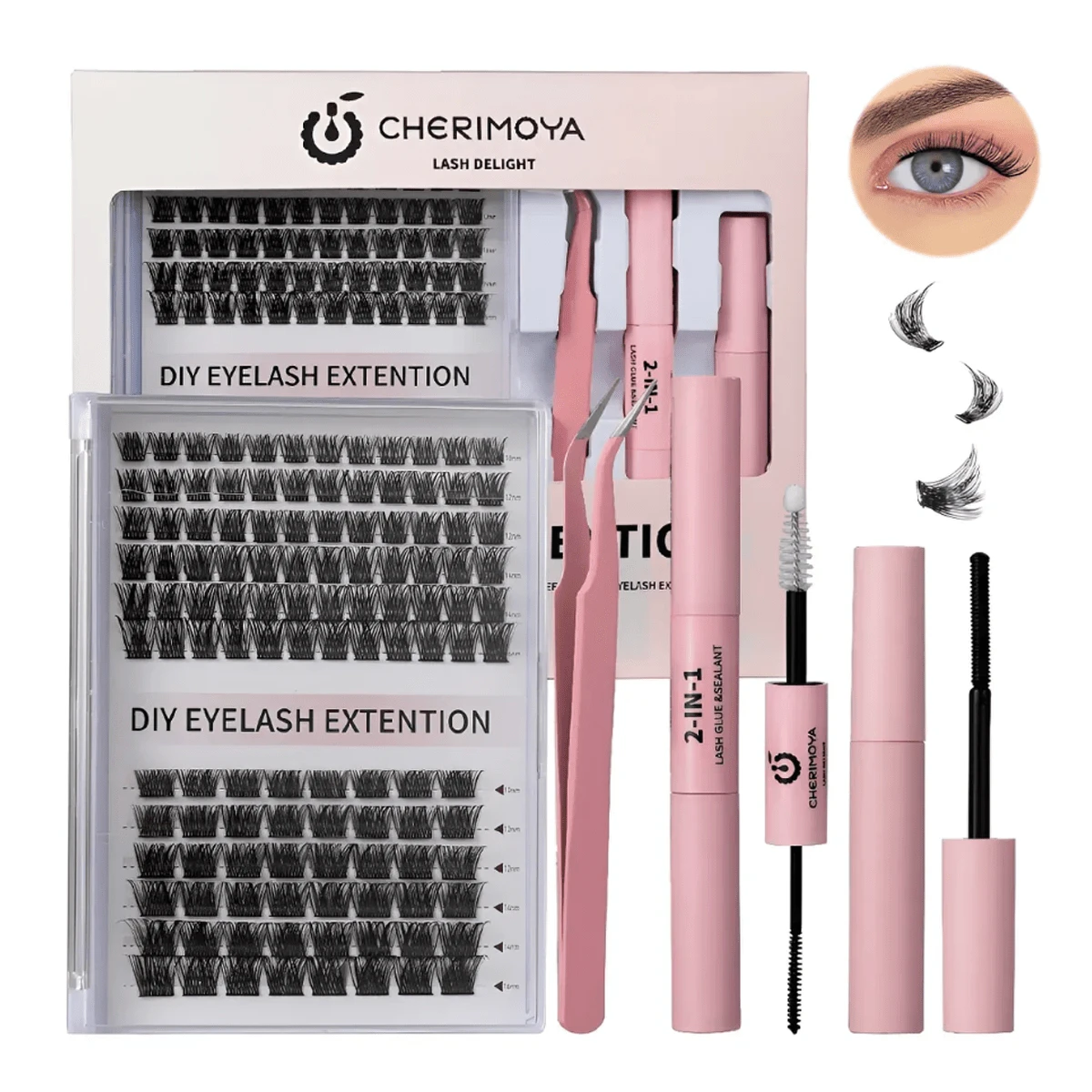 Cherimoya DIY Natural Eyelash Extension Makeup Kit - Pink - View 1