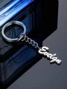 One Custom Name Tag Keychain, Personalized Letter Stainless Steel Key Chain Ring, Perfect For Father's Day, Mother's Day, Birthday, Valentine's Day, And Christmas. - [silver] - View 4