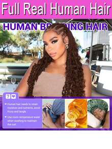 28 Inch Curly Boho Hair For Braiding Knotless 12A Deep Wave Bulk Bohemian 1 Bundles/Pack Dark Brown Color 100% Human Hair 50g/Bundle Human Boho Braiding Hair Color 4 Deep Wave Bulk Boho Hair For Braiding Curly Bundles Human Hair For Boho Braids Wet And Wavy Braiding Hair Extension No Weft Brown - S4 - 查看 9