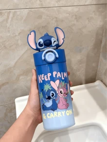 Stitch 450 Ml Pop-Up Lid Insulated Tumbler – Official Vacuum Stainless-Steel Travel Mug, Double-Wall Copper Lined 12 H Hot / 24 H Cold, One-Hand Pop-Button Straw Spout, Powder-Coat No-Slip Pastel-Blue Finish, Cute Hawaii Alien 3D Print, Fits Car Cup-Holder & Backpack Pocket, Reusable Summer Cup, Perfect Gift For Teens Adults School Office Gym Beach Picnic - Stitch - View 7