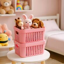 RVS E-COMMERCE Set Of 5 Organizer Boxes With Lid Large Basket In Resistant Plastic 2 L 4.5 L 17 L - Rosa - View 7