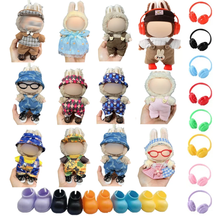 24件套布娃娃服装及配件套装，包含12套服装——3条连衣裙、3个头饰、3件上衣、3条裤子+12个耳机/眼镜/鞋子——适合5.91-6.69英寸的娃娃 | 圣诞礼物（不含娃娃）