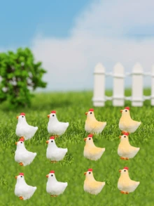 5pcs/Set, 12/24pcs/Set Mini Chick, Lamb Figurines, Cute Decor For Garden, ABS Micro Landscape Ornaments, Home Decor, Garden Decoration - Multicolor - View 2