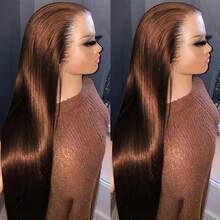 30 Inch Chocolate Brown Straight Lace Front Wigs 200% Density 13x4 Lace Front Wig And 5*5 Lace Closure Wig Natural Hairline With Baby Hair Bone Straight Lace Frontal Blended Hair Wigs Pre Plucked Hairline Dark Brown Short Bob Straight Lace Wig - S4 - View 7