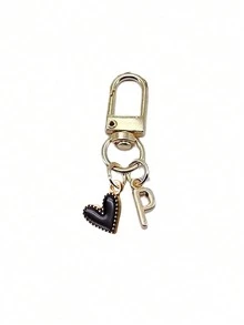 Personalisierter schwarz-herzförmiger Buchstaben (A-Z) Anhänger aus Legierung, geeignet als Schlüsselanhänger, individueller Taschenanhänger oder Handyzubehör-Geschenk. Perfekt für Geldbörsen und Handys von Frauen und ein tolles Geschenk für Freunde, Familie oder Freundin. Kann auch als Outdoor-Accessoire, Partyfavour, Souvenir, Autodekor oder Geschenk für Mädchen oder Valentinstag verwendet werden. - Verschiedenfarbig - Übersicht 12