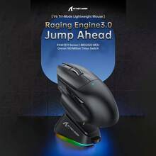 Attack Shark V6 无线游戏鼠标，3 种模式，博通 BK52820 芯片，PixArt PAW3311 传感器，25K DPI 精准度，65g 超轻设计，附赠 RGB 磁吸充电底座 - 黑色 - 查看 2