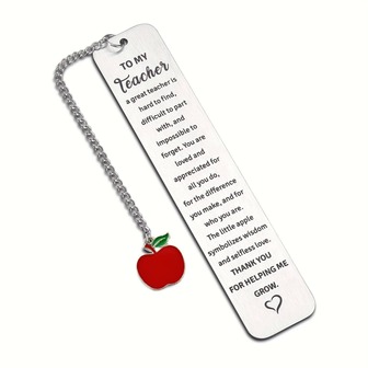 1个不锈钢书签，教师节礼物，适合送给老师、学生、老师、情人节、书虫等各种场合。多种款式可选，也适合作为返校礼物、文学风格礼物、教师节礼物、毕业派对礼物和感恩节礼物。